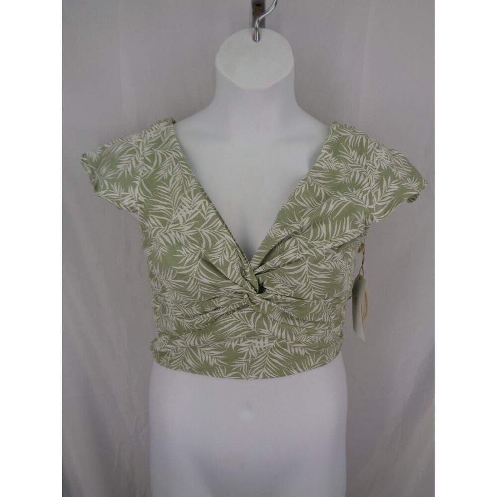 Midnight Sky Smocked Linen Blend Crop Top Size Medium New